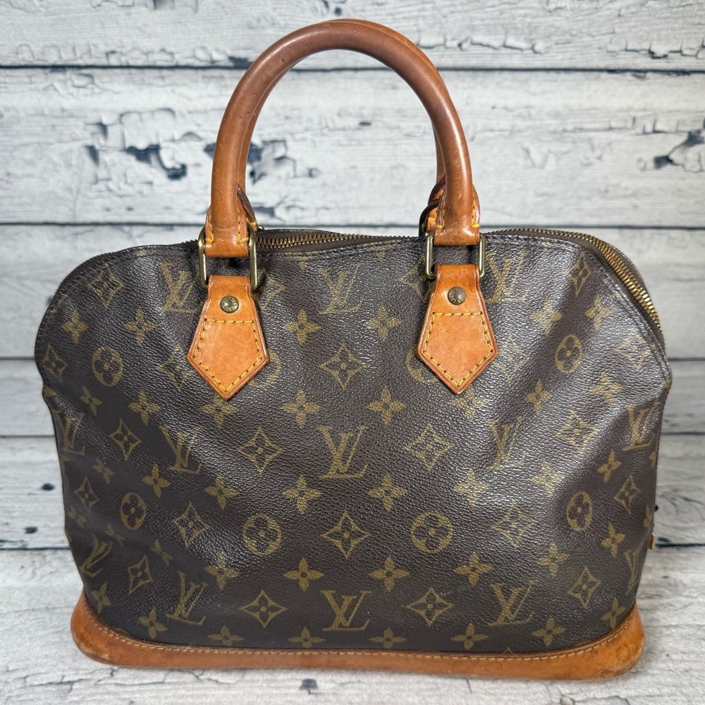 Louis Vuitton Alma Brown Monogram Leather Canvas Handbag - Picture 2 of 16